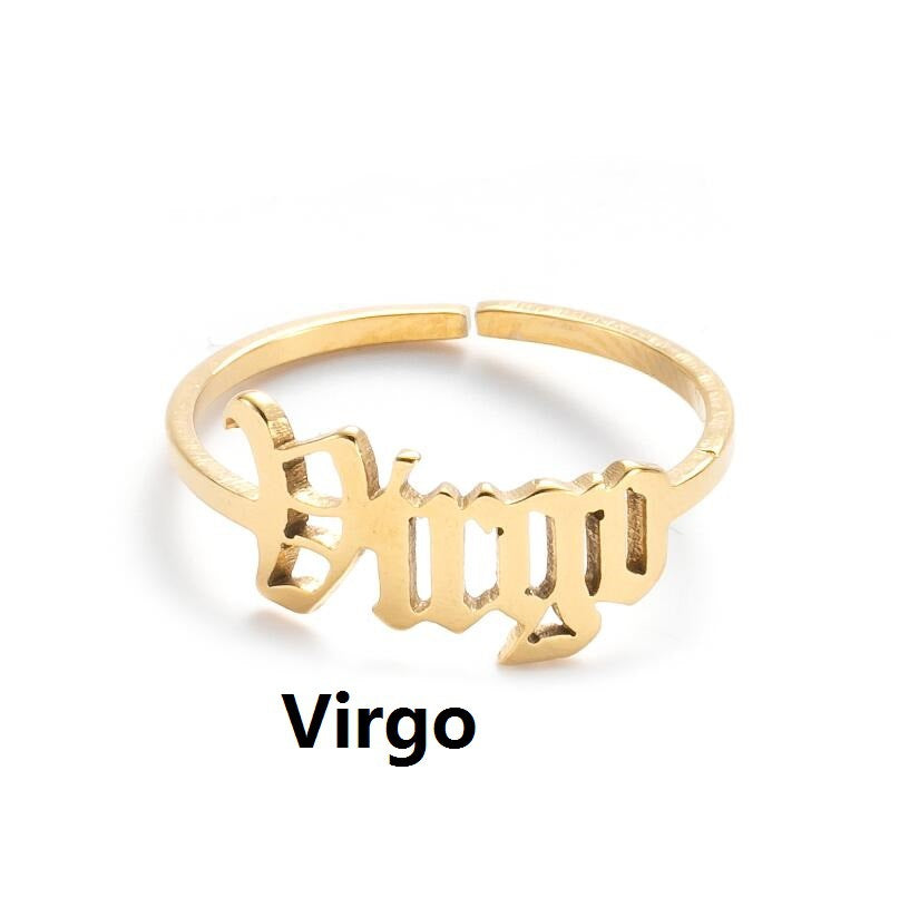 Wholesale Stainless steel retro twelve zodiac simple open ring